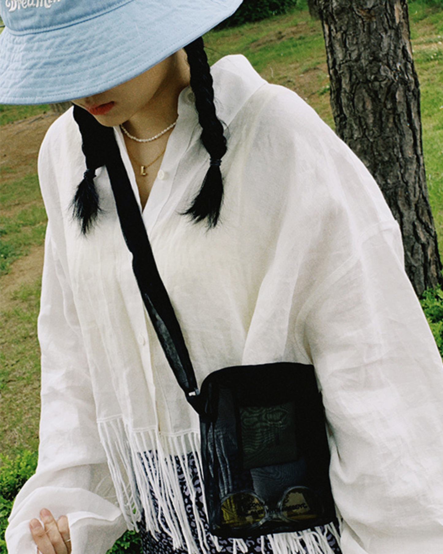 투명 실크백 | 블랙